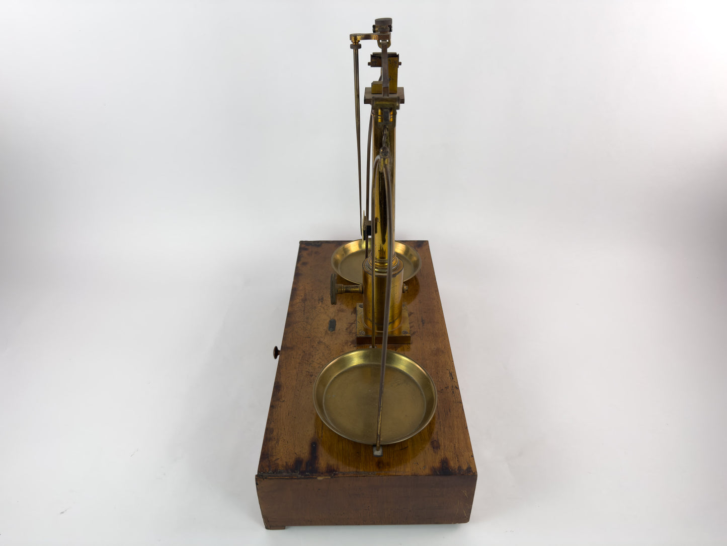 Antique Laboratory Precision Balance Scale, Brass & Wooden Base, Germany, circa 1900