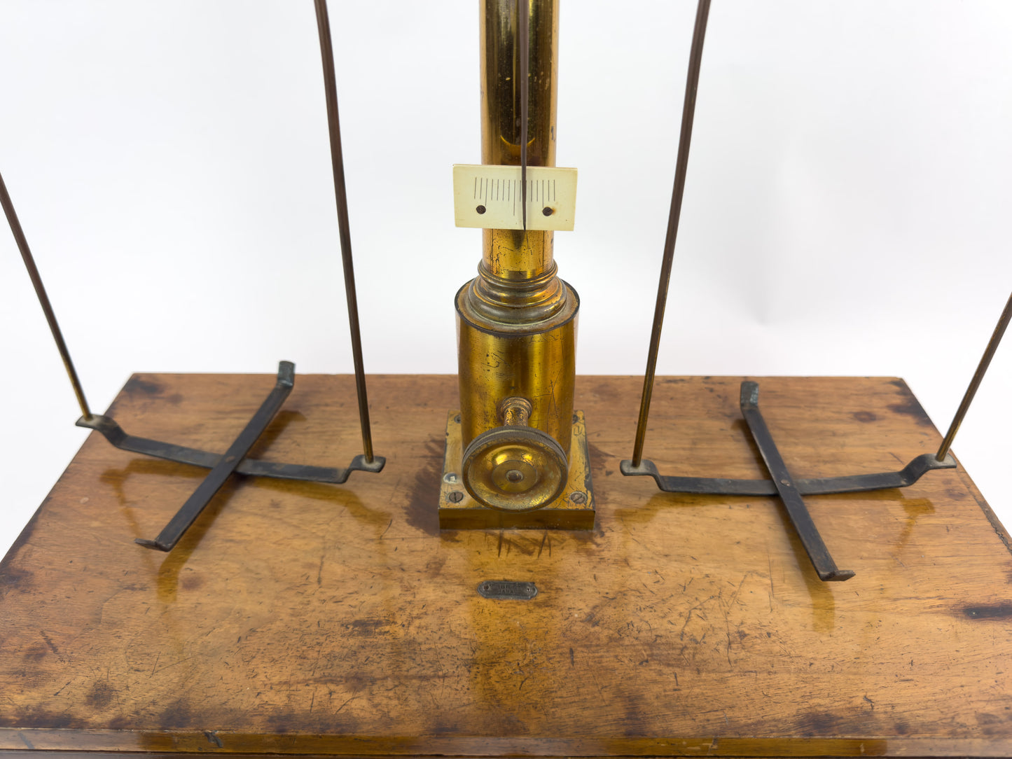 Antique Laboratory Precision Balance Scale, Brass & Wooden Base, Germany, circa 1900