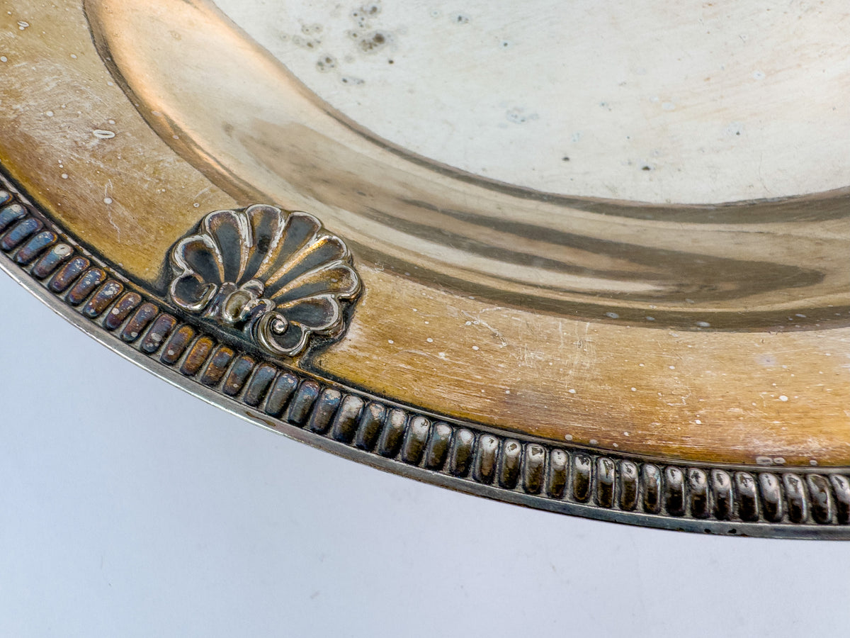 Antique Silver-Plated Oval Centerpiece Platter with Handles, Early 20th Century