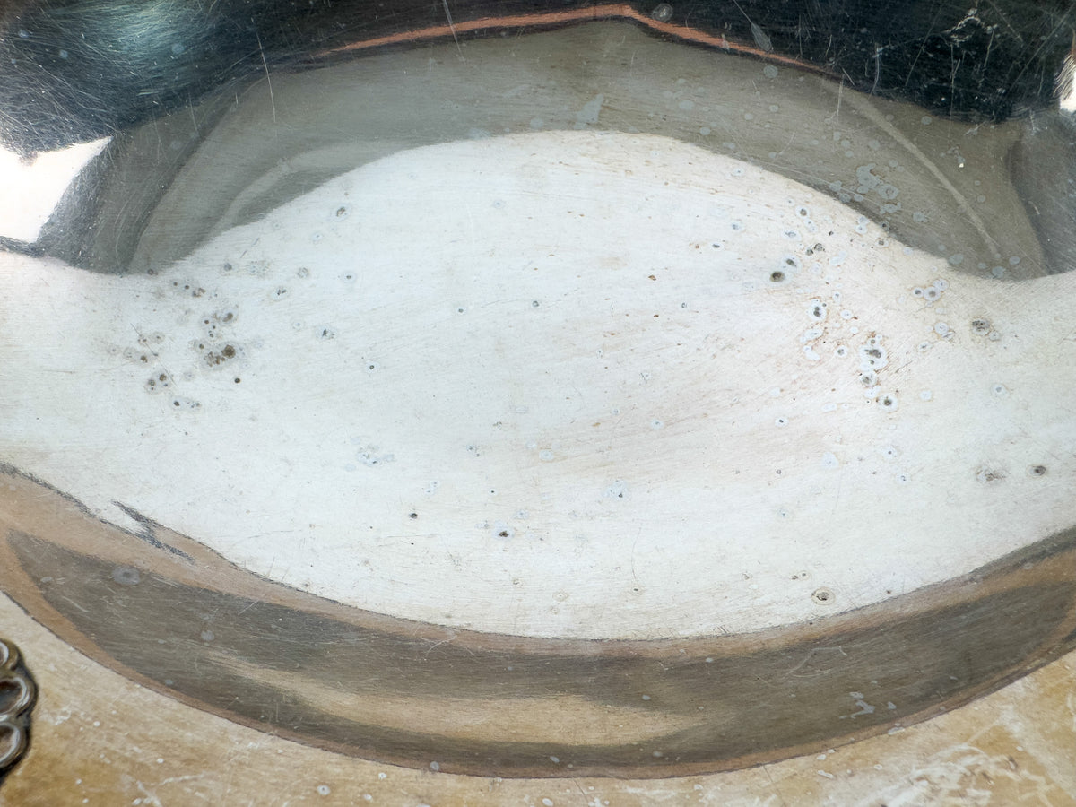 Antique Silver-Plated Oval Centerpiece Platter with Handles, Early 20th Century