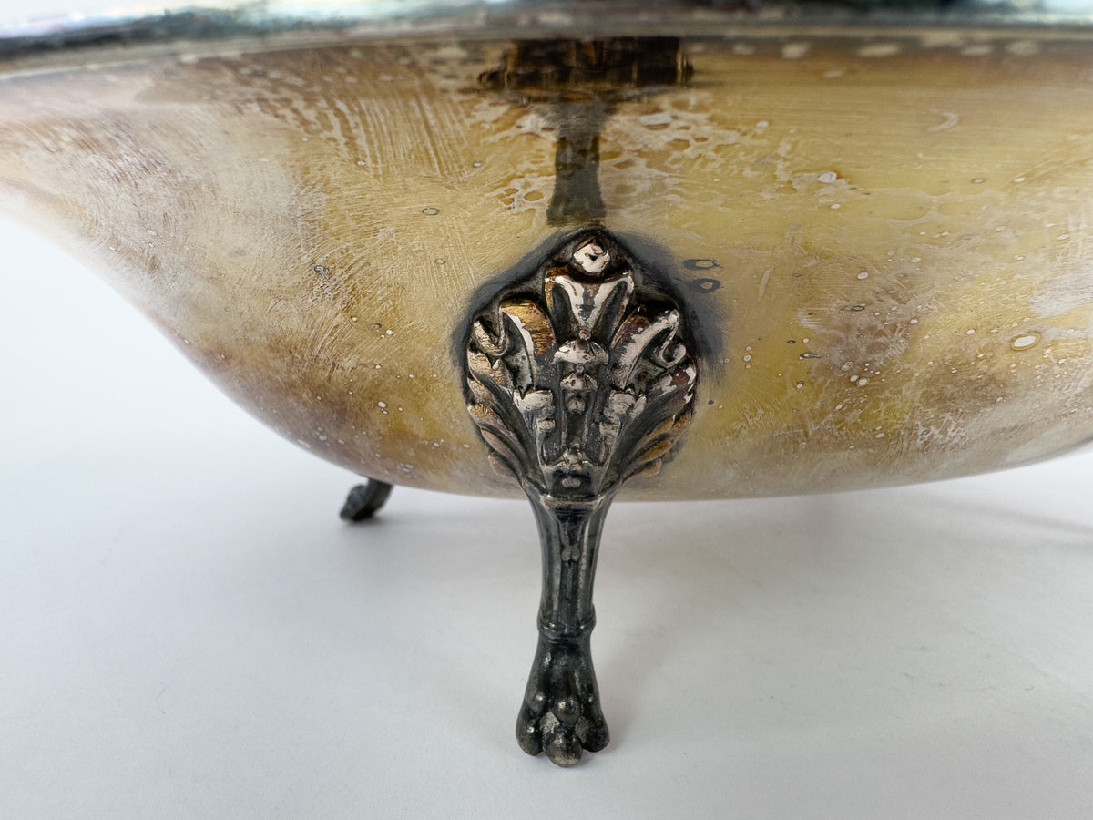 Antique Silver-Plated Oval Centerpiece Platter with Handles, Early 20th Century