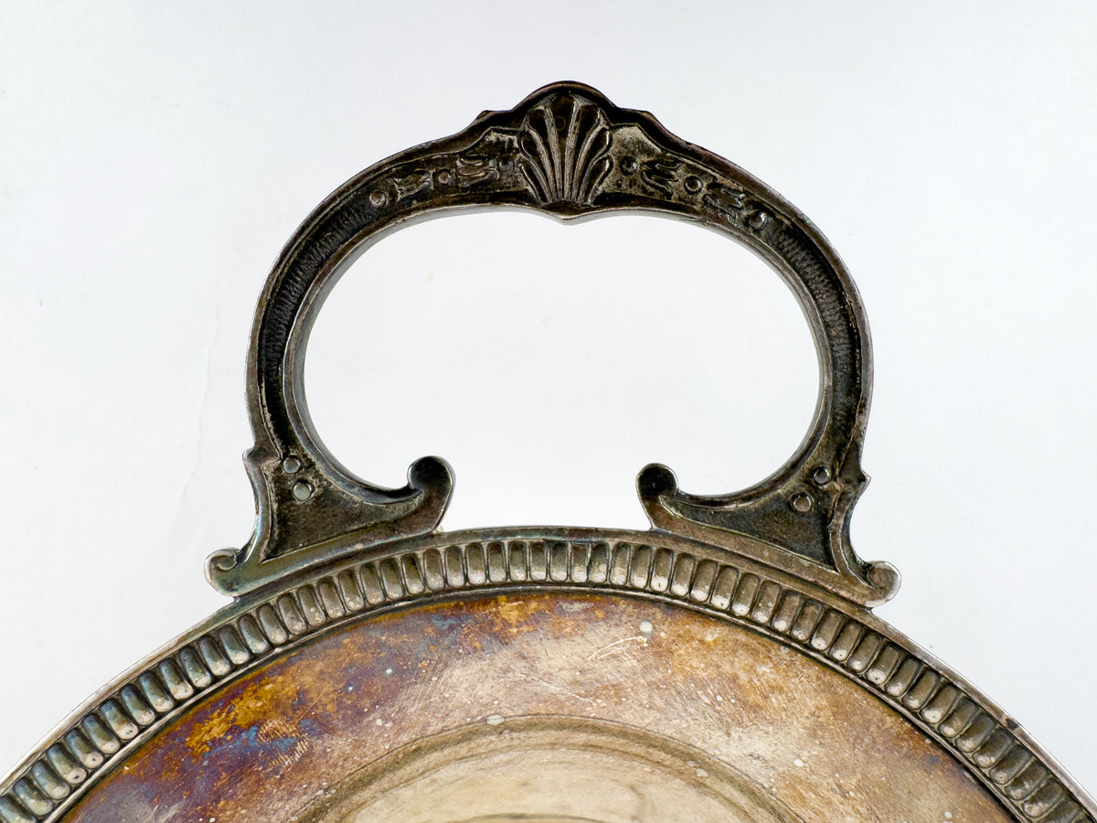 Antique Silver-Plated Oval Centerpiece Platter with Handles, Early 20th Century