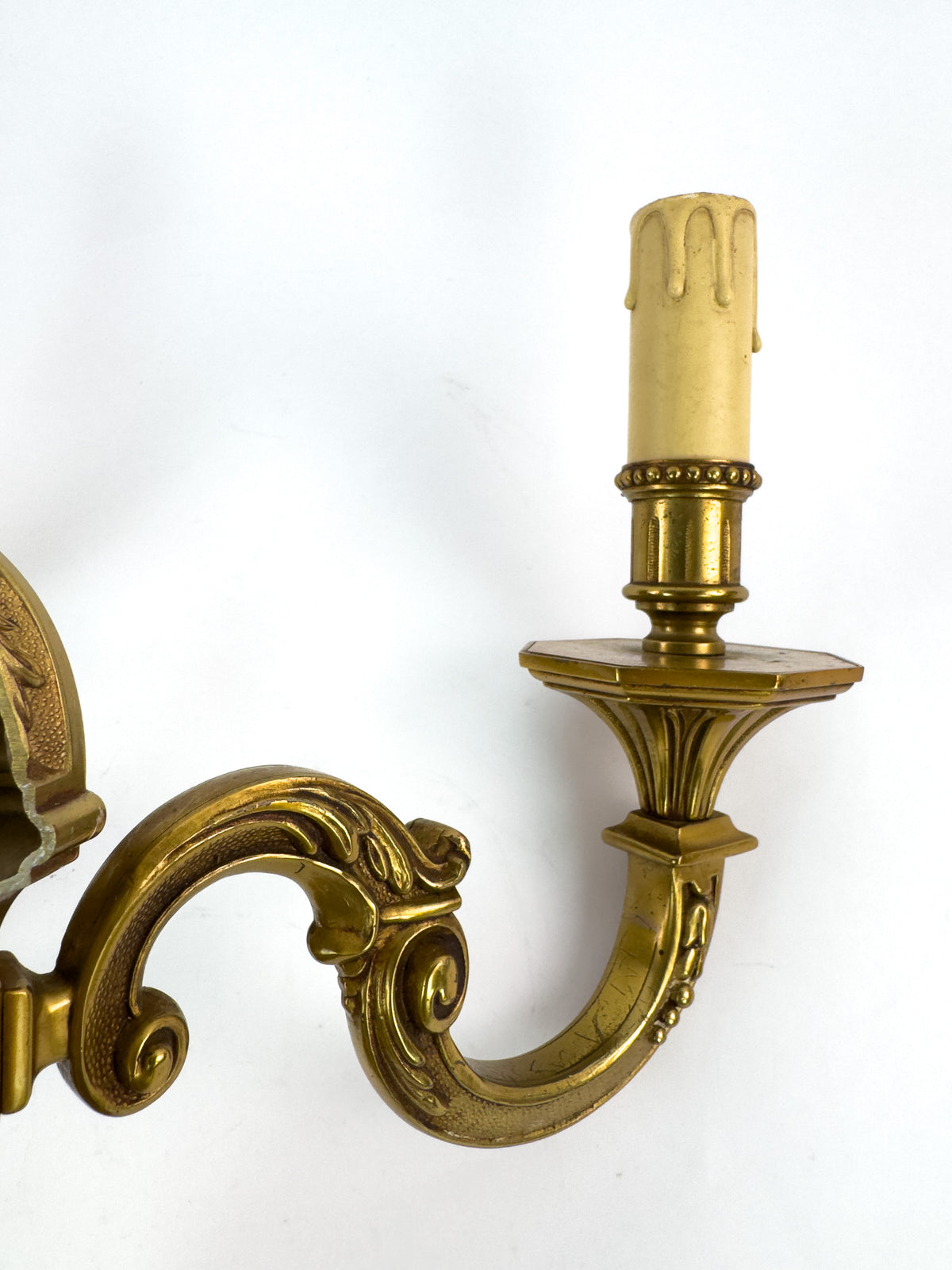 Vintage French Brass Wall Sconce in Louis XVI Style, Mid-Century
