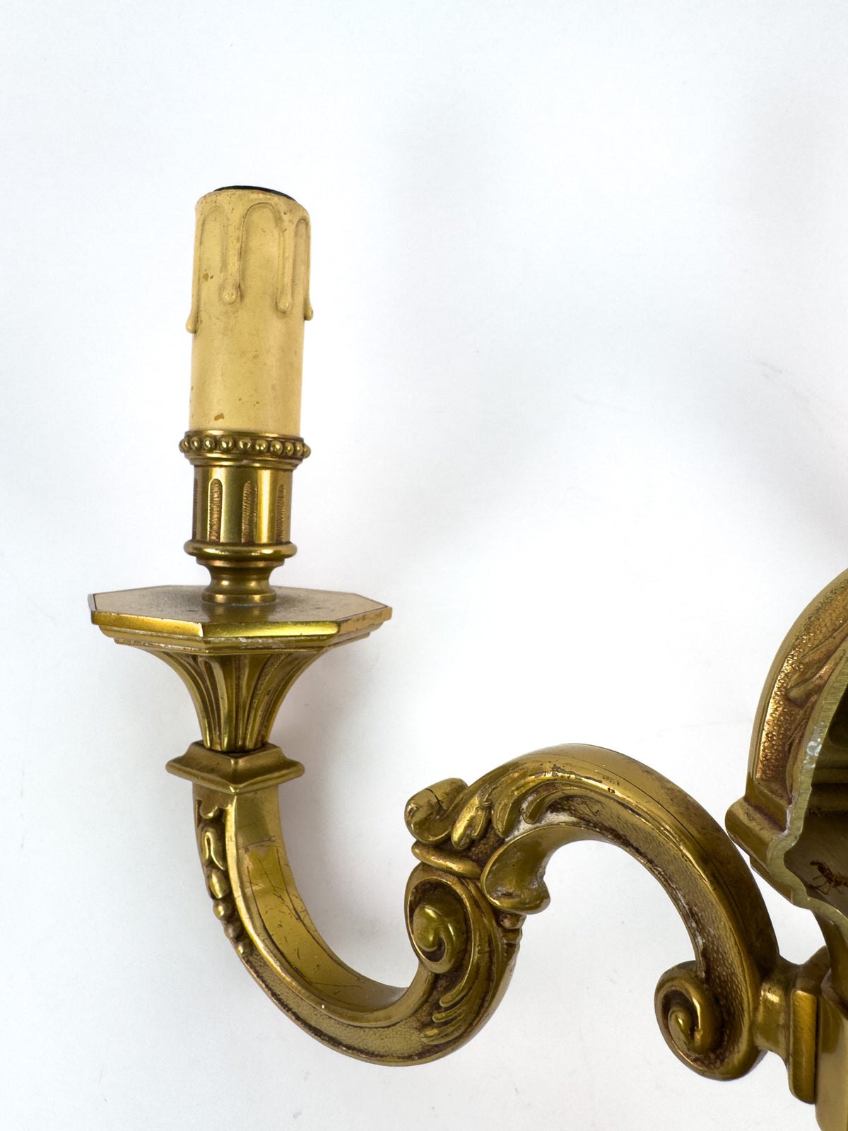 Vintage French Brass Wall Sconce in Louis XVI Style, Mid-Century