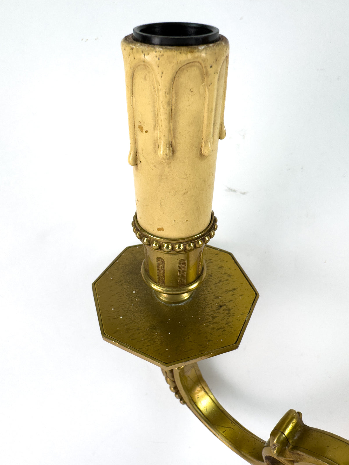 Vintage French Brass Wall Sconce in Louis XVI Style, Mid-Century