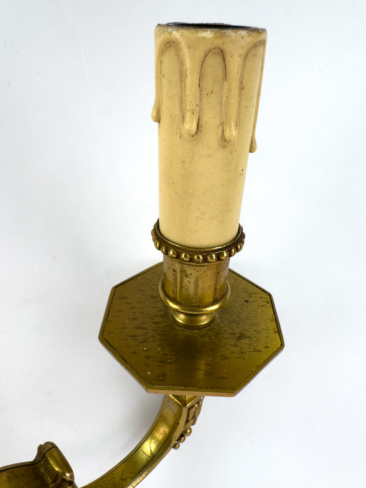 Vintage French Brass Wall Sconce in Louis XVI Style, Mid-Century