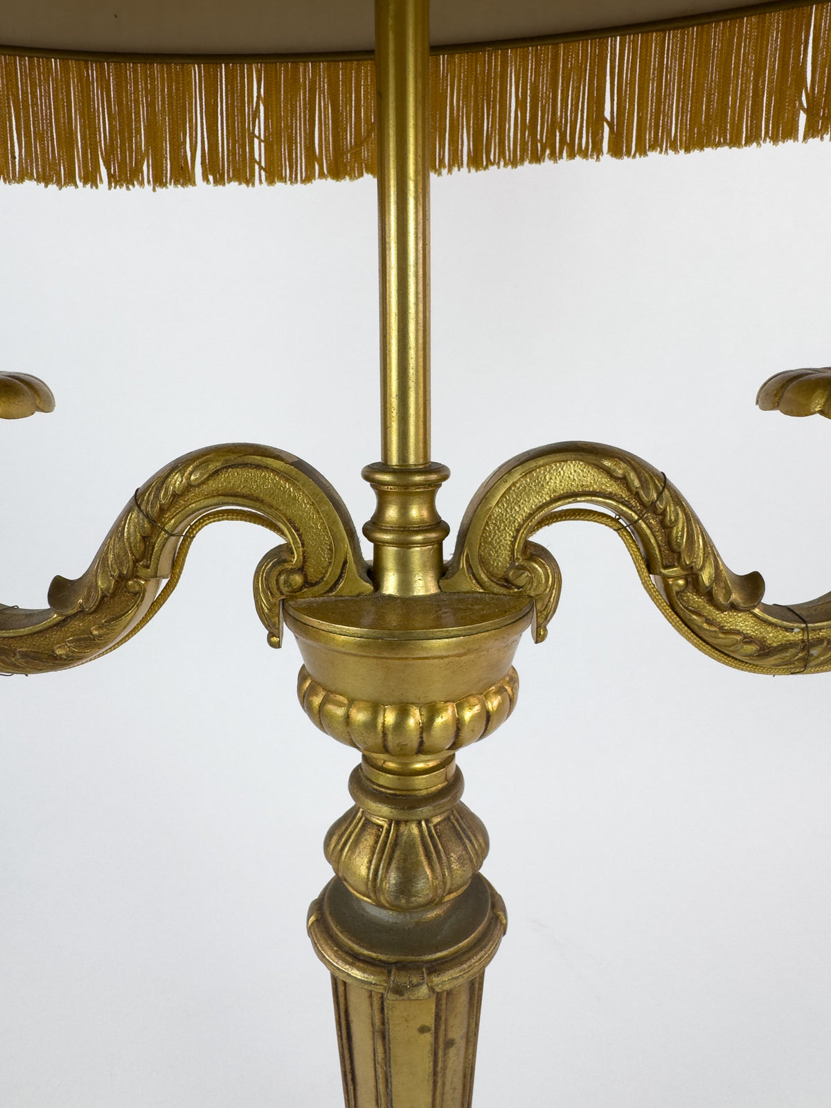 Vintage Louis XVI Style Gilt Metal Two-Light Candelabra Table Lamp