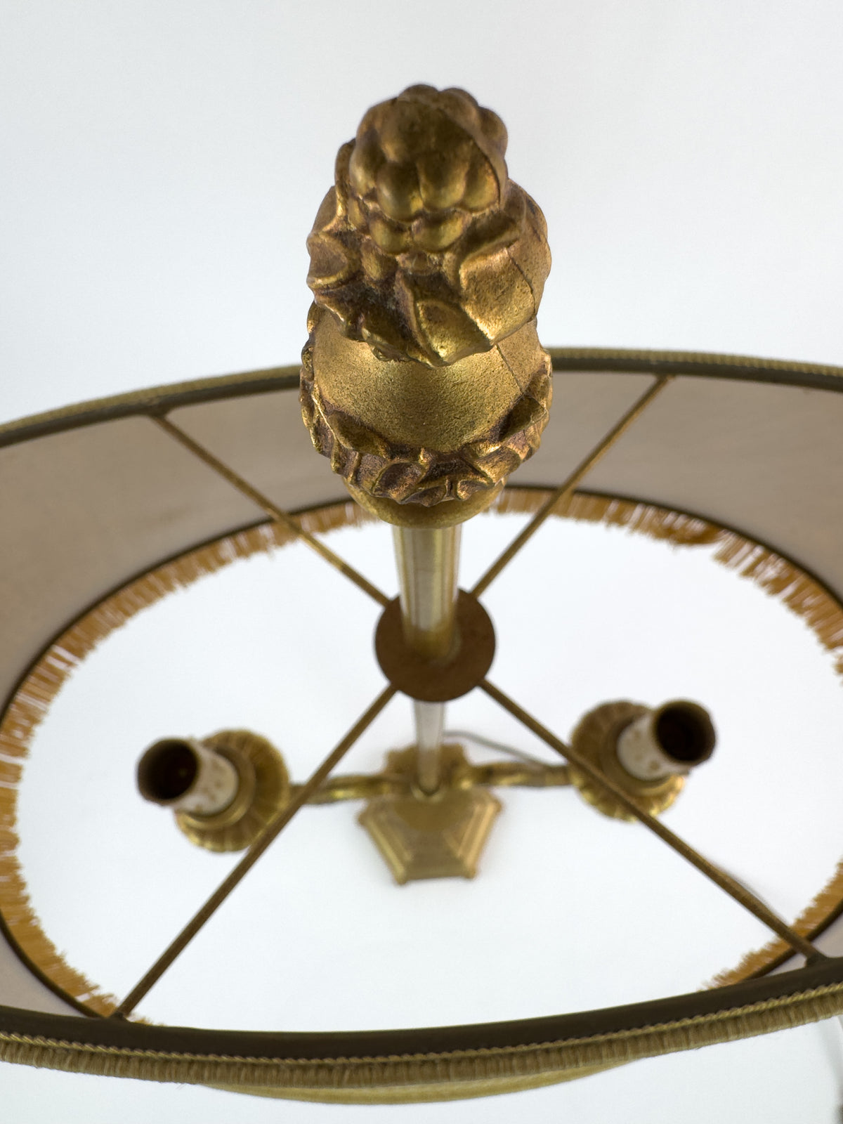 Vintage Louis XVI Style Gilt Metal Two-Light Candelabra Table Lamp