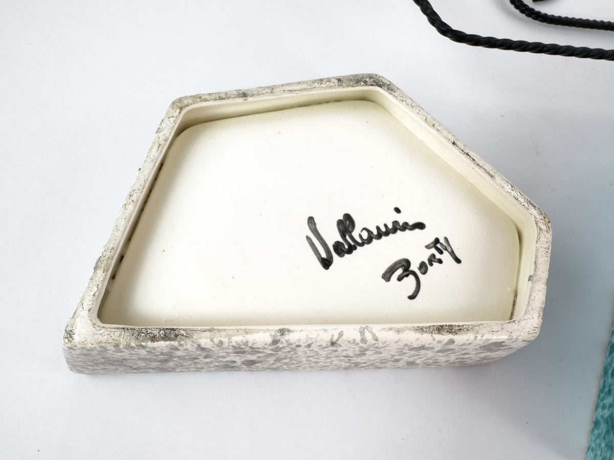 French Vallauris Borty Ceramic Aperitif Serving Set in Iron Holder, 1960s