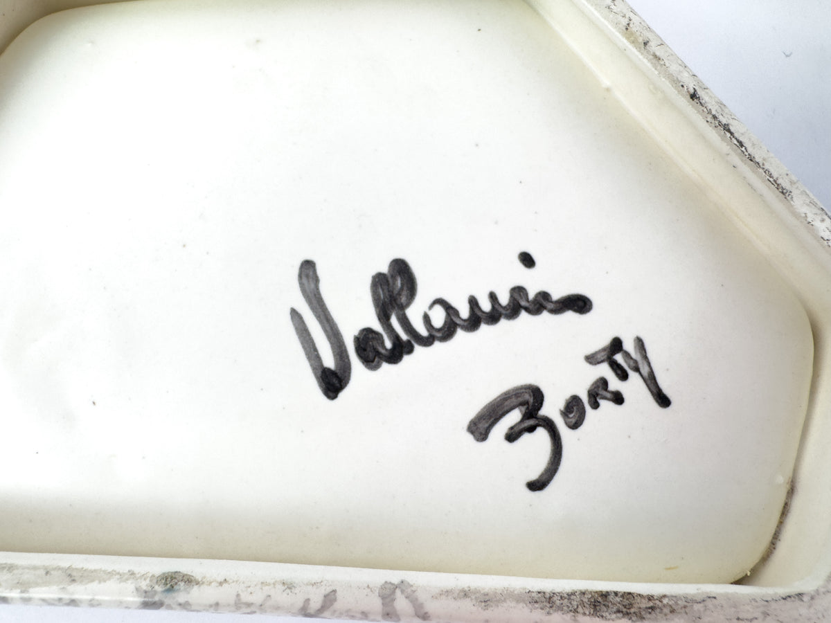 French Vallauris Borty Ceramic Aperitif Serving Set in Iron Holder, 1960s