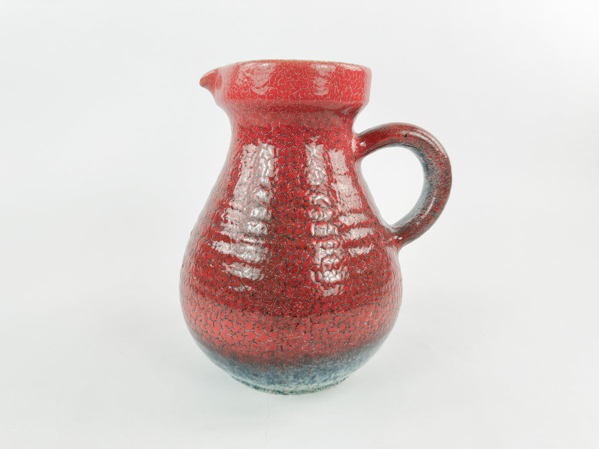 Vintage French Accolay Ceramic Pitcher in Red Crackle Glaze, 1960s