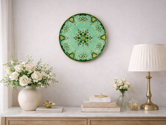 Longwy French Faience Enamel Charger Plate, Maurice-Paul Chevallier, Chevreuse Décor, c. 1952